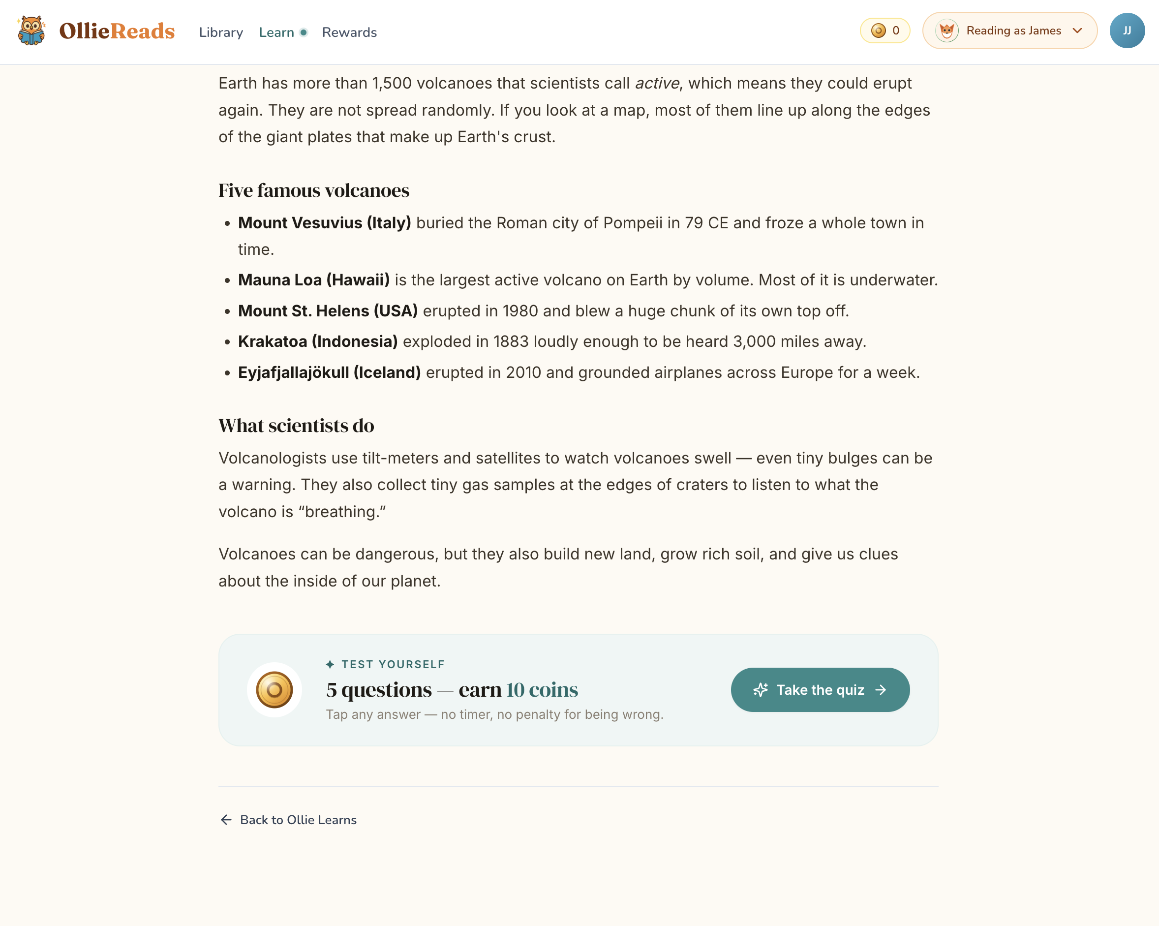 Article with quiz CTA at the bottom