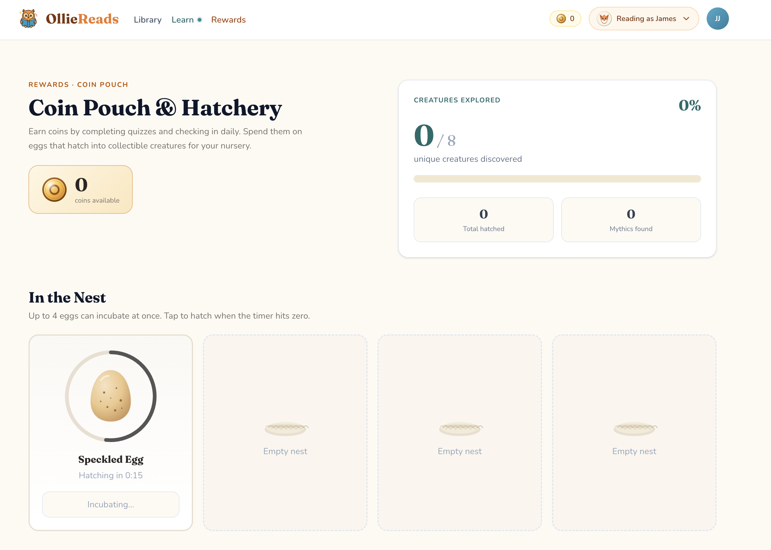 Coin Pouch & Hatchery dashboard